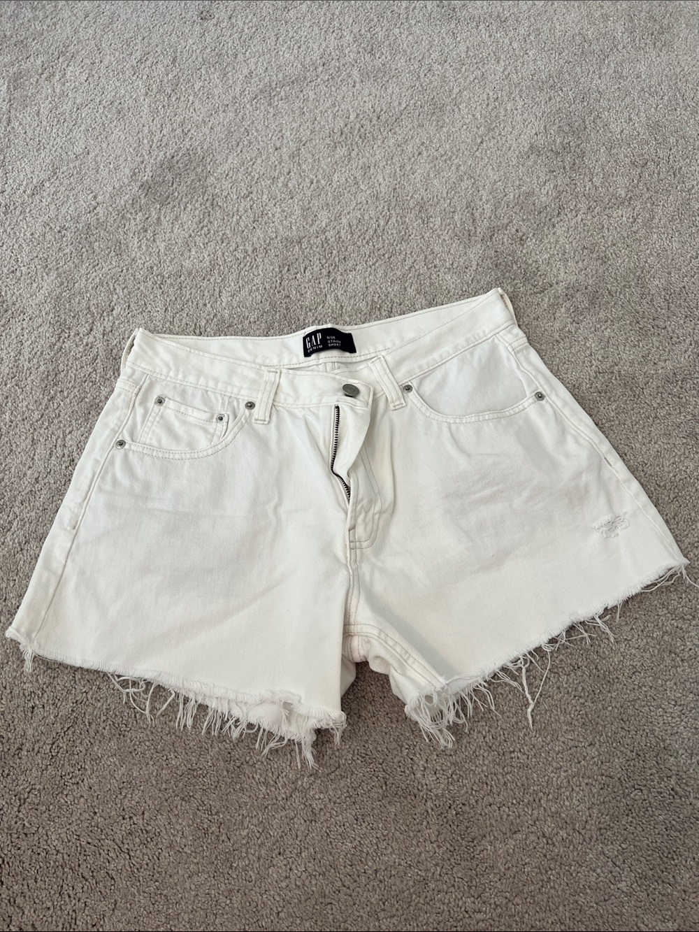 GAP White Denim Cutoff Shorts with Frayed Hem